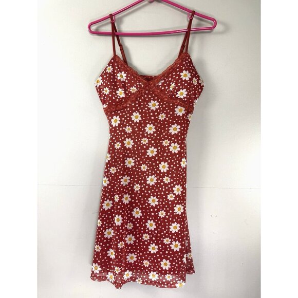 No Boundaries Dresses & Skirts - Y2K Terracotta Daisy Floral Babydoll Cami S Dress Mesh Lace Trim Fairycore Dance